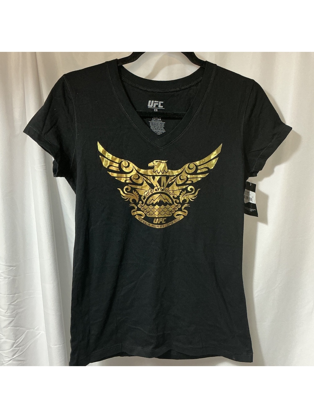 UFC Habib Nurmagomedov Rising Eagle Foil Shirt Women’s L NWT Black MMA fight